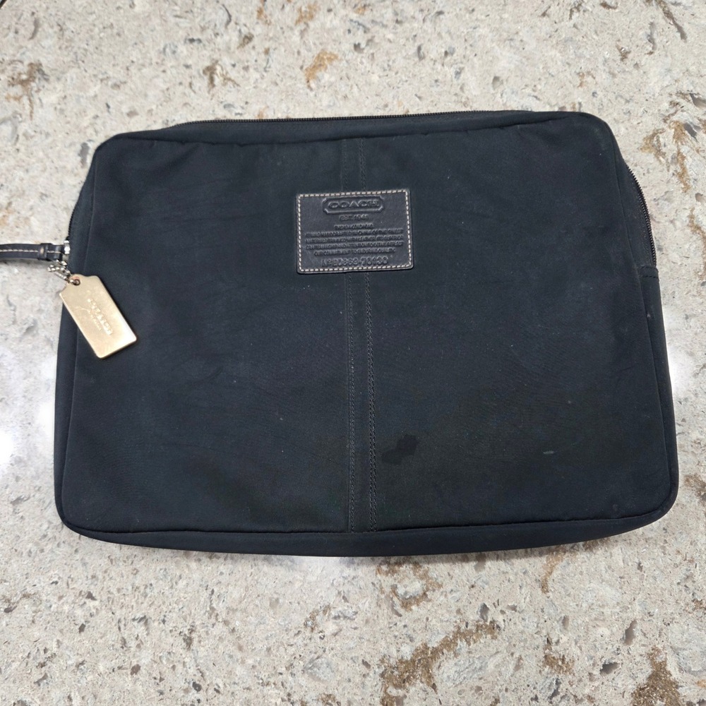 COACH Black Nylon Document Laptop‎ Case Work Bag Gold Tag E0869-70130